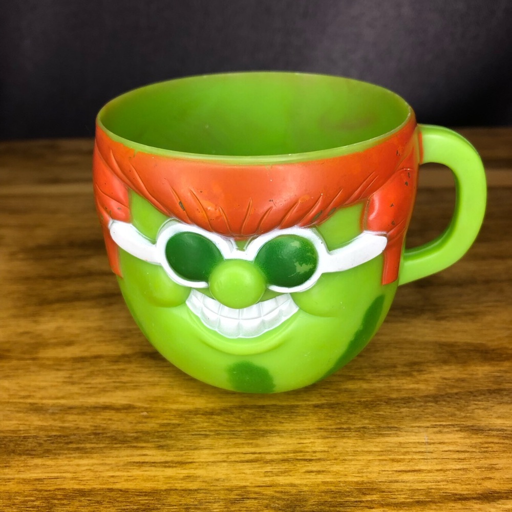 Vintage 1974 Pillsbury Plastic Cup Watermelon Funny Face Mug Pre-owned